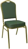 Crown Back Stacking Banquet Chair with GoldVein Frame, Green Fabric