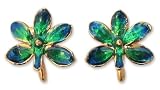 Natural orchid gold-plated flower earrings, 'Aqua Perfection'