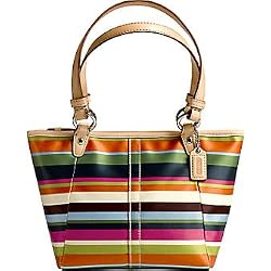 Coach Leah Legacy Stripe Top Handle Small Bag Tote 42423 Multi