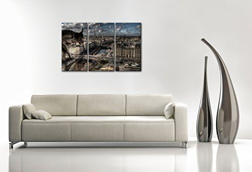 A PROTECTIVE VIEW - Notre-Dame's Gargoyle in Paris Gallery Wrapped Canvas Print Size: 52"W x 30"H