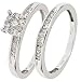 1/2 CT. T.W. Round Cut Diamond Engagement Ring and Ladies' Wedding Band Set 10K White Gold - Size 7