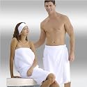 White Terry Velour Shower Wrap With Pocket 30 inch