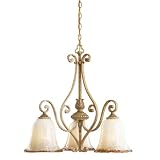 Kichler Lighting 2152WBR Kendale 3-Light Chandelier - Wispy Brelee with Crme Caramel Glass