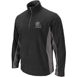 NFL Men's Cleveland Browns Fade II Crew Long Sleeve 1/4 Zip Micro Chiller Fleece (Black/Storm Gray, Medium)