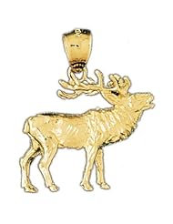Dazzlers Solid 14 karats Gold 3D Elk Charm Pendant available in three colors from jewelsberry (weights: 8.7 grams only)
