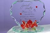 Glass Heart With Roses Plaque Stand Decoration - Special Sister