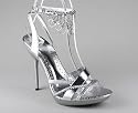 Beaded Rhinestone Ankle Strap Heel
