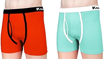 Mens Cotton Boxer Brief Underwea, OrangeAqua-2PK, Larger
