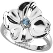 14K White Gold Swiss Blue Topaz Flower Ring