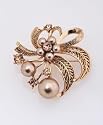 Classic Pearl and Rhinestone Design Pin Brooch