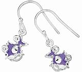 Image of Punky Fish Sterling Silver E2686M Purple Enamel Punky Fish Drop Hook Earrings