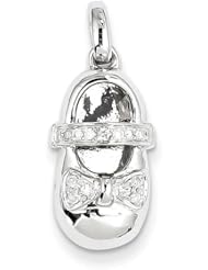 14k White Gold Diamond Baby Girl Shoe Pendant Carat Wt- 0.08ct. Metal Wt- 2.96g