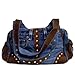 Denim Handbag with Leather Crafted from Vintage Denim, 15