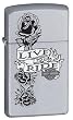 Zippo Lighter Harley-Davidson Live to Ride Salemme Slim Satin Chrome