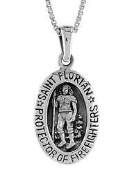Sterling Silver Saint Florian Pendant, 3/4 inch