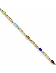 1.7 Carat 14K Gold Completed Fancy Genuine Diamond & Gemstone Rainbow Bracelet