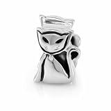 Chuvora Sterling Silver Cute Cat Bead Charm Fits Pandora Bracelet