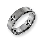 Titanium Celtic Cross Cut Out with Diamond 7mm Band