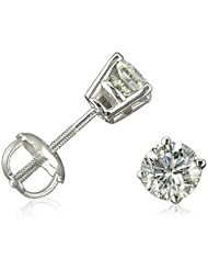 1/2ct tw Round Diamond Stud Earrings set in 14K White Gold Screw-Backs