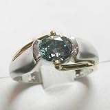 14K Two-Tone Gold Green Diamond Ring