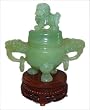 Carved jade incense censer with fu dog on lid (JS001)