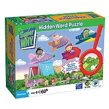 Super Why Flying Over Town 60 pc Hidden Word Jigsaw Puzzle