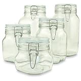 Set of 4 (Four) Bormioli Rocco Fido Glass Canning Jars - 4 Piece - .5, .75, 1 and 1.5 Liters