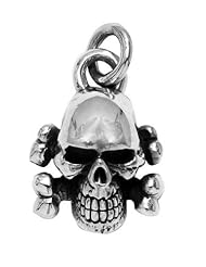 Sterling Silver Skull Pendant with Cross bones