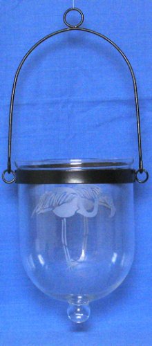 Individually Hand Etched Flamingo Lantern 9.5