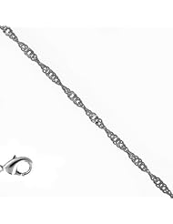 925 Sterling Silver Rhodium Plated 2.0 mm (5/64 Inch) Singapore Chain Necklace 16" w/ Lobster Claw Clasp