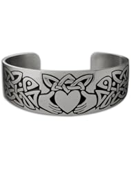 Sterling Silver Celtic Knotwork Claddagh Bracelet. Made in USA.
