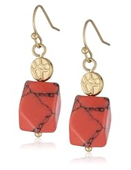 NINE WEST VINTAGE AMERICA "Summer Solstice 2" Gold-Tone Coral Bead Drop Earrings