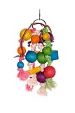 Liberta Rope and Wooden Balls Toy for Parrot, 25 cm, Multi-Coloured