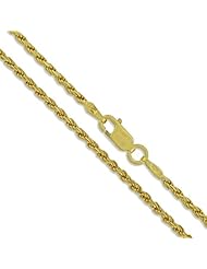 Sterling Silver 22k Gold Plated Diamond-Cut Rope Chain 2mm New Necklace 925 24"
