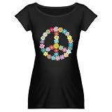 Peace Flowers Maternity Dark T-Shirt