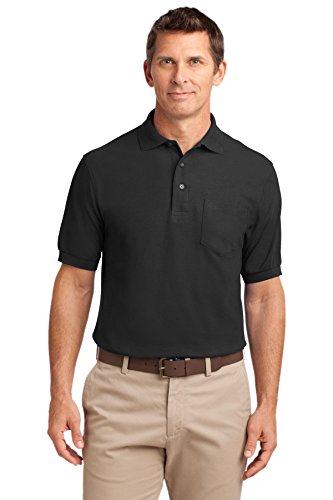 Port Authority Men's Silk Touch Polo with Pocket XL Black