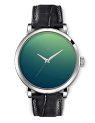 SPRAWL Aanalog Fashion Series Silver Ladies Watches of Genuine Black Leather Strap,Unique Wrist Watch for Women Girls Designed with Background from blue to green