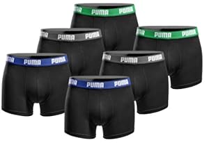 PUMA Herren Boxershort Basic Limited Black Edition 6er Pack - Green-Blue-Steel Gr. L