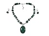 Mogul Women's Vintage Bohemian Pendant Green Jade Necklace Earrings, Gift Idea