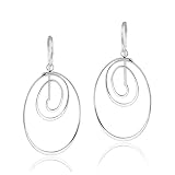 Sterling Silver Swirl Oval Dangle Earrings