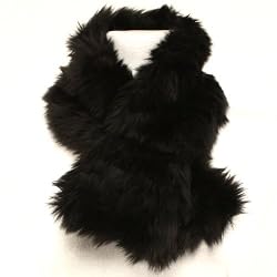 Warm Faux Fake Fur Neck Warmer Wrap Scarf Black