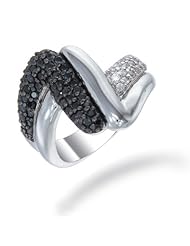 1.05 CT Black and White Diamond Ring in Sterling Silver (Available in Sizes 5 - 9)
