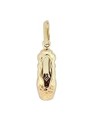 14k Yellow Gold, Ballet Ballerina Shoe Pendant Charm 6mm Wide