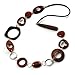 Wood & Silver Tone Metal Link Leather Style title=