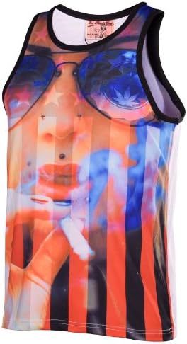 Sex Money Weed Men's Hot Lip Sublimated Tank Top-White-Large