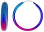 Sterling Silver Hoop Earrings Painted in Color Combinations of Blue & Purple, 1 1/4" (31mm) diameter