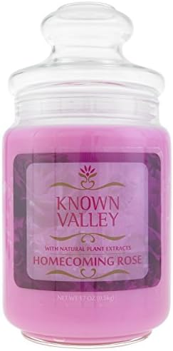 Known Valley Homecoming Rose 17oz Scented Jar Candle With Natural Rose Oils