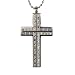 Large Stainless Steel Cubic Zirconia Greek Key Design Cross Pendant Necklace