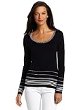 AK Anne Klein Womens Pullover with Placement Stripe