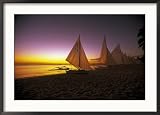 Sailboats on the Beach of Boracay, Philippines Collections Framed Photographic Poster Print by Dorian Weber, 35x25